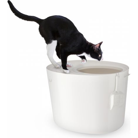 Iris Ohyama, Bac à litière, avec couvercle rainuré, pour chat, PUNT-530, Blanc