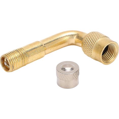 Adaptateur de valve Schrader en laiton pour pneu de moto, vélo et scooter - Coude à 90 degrés (Quantité : 1) (1/5)