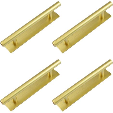 Lot de 4 longues poignées autocollantes en plastique doré avec plaque pour porte coulissante de placard de cuisine (1/5)