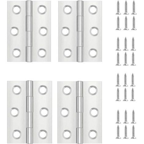 4 Pièces Charniere Porte,Charniere Inox,Charnière Invisible,Charnière plate,Porte Placard/Petites Portes/Tiroirs/Fenêtres/Pianos/Coffret à Bijoux (1/5)