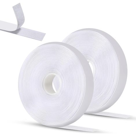 Lot de 2 5m x 2cm Blanc Ruban Adhésif, Scratch Autocollant Double Face, Autocollant, Adhésif Puissant Convient Aux Cadres Photo, Fenêtres, Moustiquaires, Bricolage (1/5)