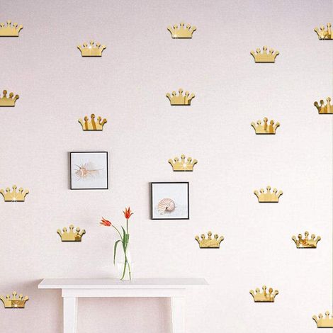 Stickers muraux mignons inspirés d'un roman, pour chambre ou salon (Couronne dorée A) (1/2)