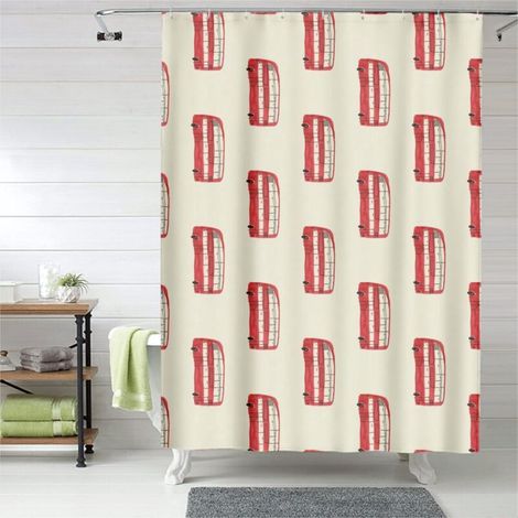 Rideau de douche avec œillets plastique, motif raffiné, polyester (1/5)