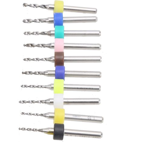 10-teiliges Mikrobohrer-Set aus Hartmetall, 1,2–2,1 mm, für Leiterplatten (1/5)