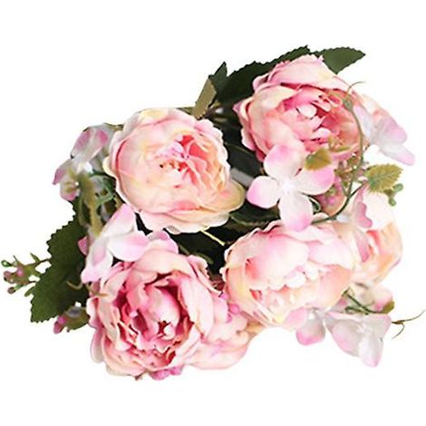 Bouquet de roses artificielles 3D qui ne se fanent pas, pivoines artificielles à faire soi-même pour la maisonrose (1/5)