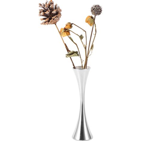 Vase à fleurs en acier inoxydable, composition florale moderne, décoration de table de mariage individuelle (1/5)