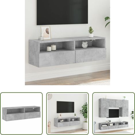 vidaXL Stauraum -  TV-Wandschrank Betongrau 100x30x30 cm Holzwerkstoff (1/5)