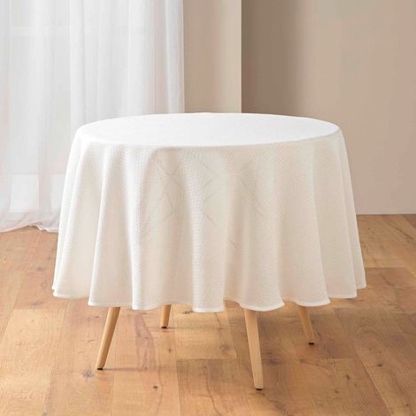 Nappe Ronde Jacquard "Stella" 180cm Blanc