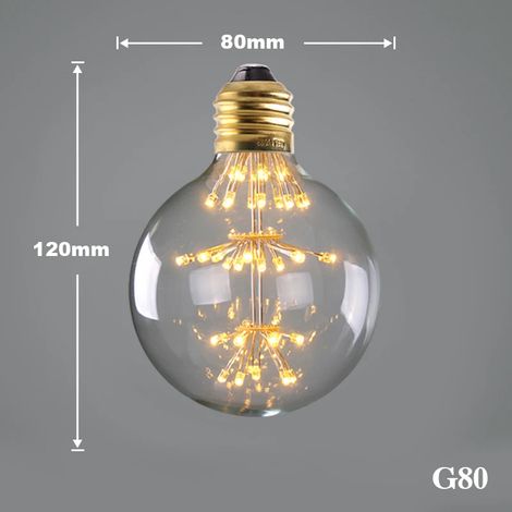 Lampes de croissance pour plantes (G80,E27 220V) Lampe LED Edison vintage ciel étoilé, forme de cœur, ampoules LED rétro effet feu d'artifice, non dimmables, décoration de Noël pour la maison ou une s (1/5)