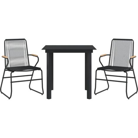 Ensemble à manger de jardin 3 pcs noir rotin PVC vidaXL (1/5)