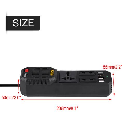 Onduleur de Voiture 200W DC 12V vers AC 220V avec Port USB et Allume-Cigare Universel (1/5)