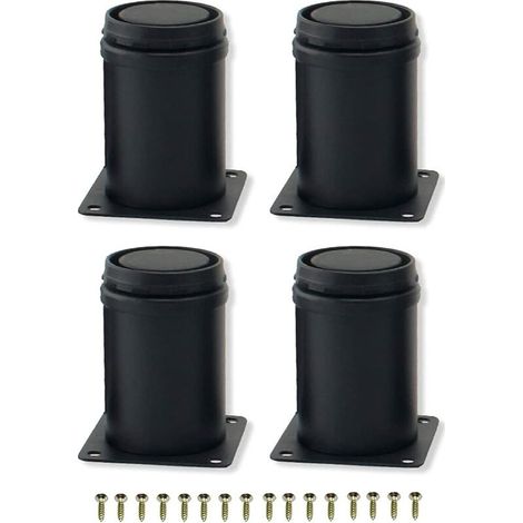 4pcs 8cm pieds de meubles en métal réglables en acier inoxydable noir pour pieds de table d'armoire pieds de canapé jambe de remplacement de meubles, 8cm (1/5)
