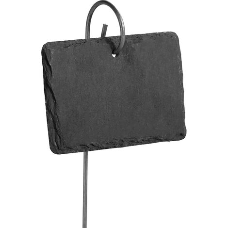 Set mit 10 Pflanzenetiketten, wiederverwendbare Schiefer-Pflanzenmarkierungen, natürliches, wetterfestes Gartenschild, wasserdichte hängende Schiefer-Blumentopf-Etiketten mit Metallpfählen und Steinkr