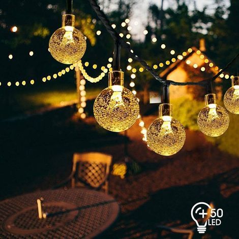 Guirlande guinguette solaire 7M 50 LEDs Lumière blanche Autonomie 8-10h Résistante aux intempéries IP65 (1/5)