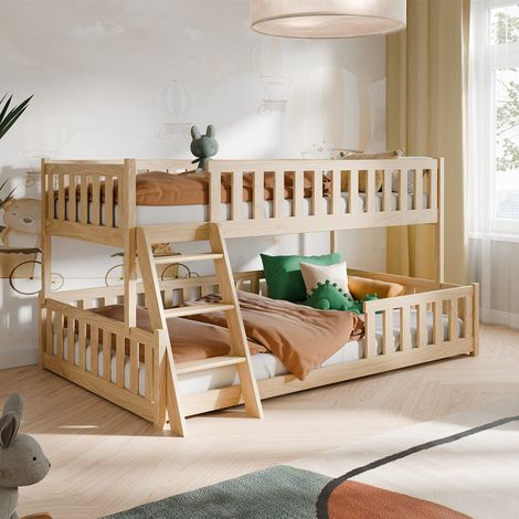 Etagenbett 90-120x200 am Boden inkl. Lattenroste Léane Bois