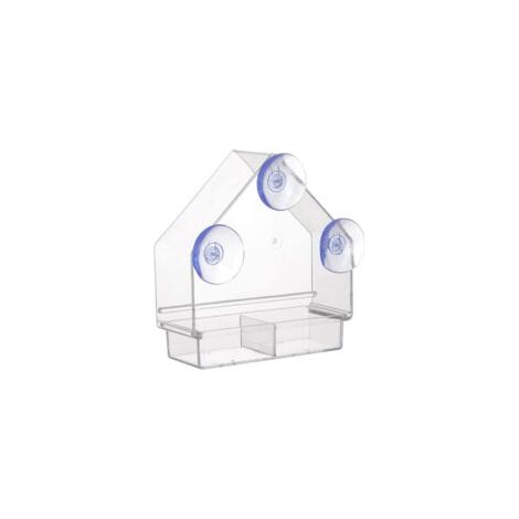 Mangeoire à Oiseaux Transparente avec ventouses Super Fortes Plateau Amovible Rechargeable résistant aux intempéries (1/5)