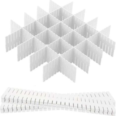Separateur tiroir, 12 Unité(s), Grille Diviseur de tiroir, Réglable, Séparateurs de Tiroir en Plastique pour sous-vêtements, Chaussettes, Ceintures, Fournitures de Bureau (Blanc)