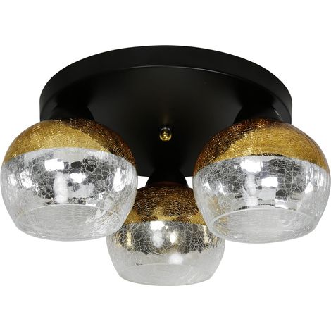 Plafonnier Candellux Cromina noir-or métal 3xE27 41cm