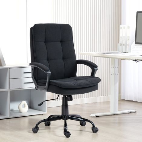 Chaise de bureau noire avec double rembourrage, hauteur réglable, avec accoudoirs HAVRYA (1/4)