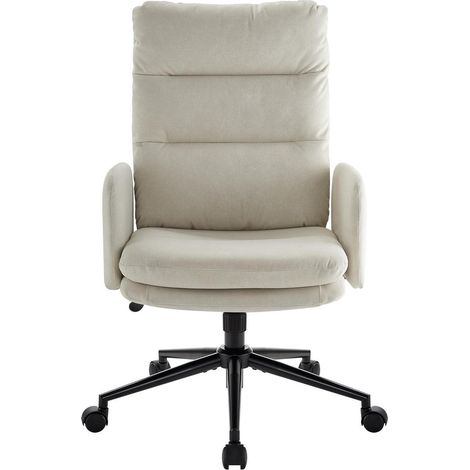 Schminktisch Stuhl mit Rollen Bürostuhl Ergonomisch Beige (1/5)