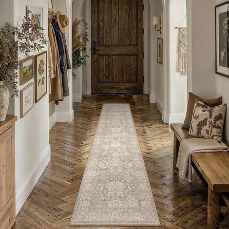 Vintage Tapis Couloir 60x240cm Antidérapant Beige Rug (1/5)