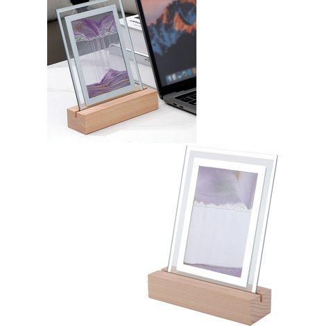 Lampe de chevet LED créative effet sable, lampe décorative de bureau effet sable, cadre sable fluide, lampe de table LED pour bureau, salon ou chevet, cadeau d'anniversaire, alimentation USB, sable vi (1/5)