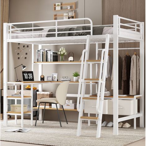 struttura letto 90x200 con scrivania scala bianca OKMYHOME (1/5)