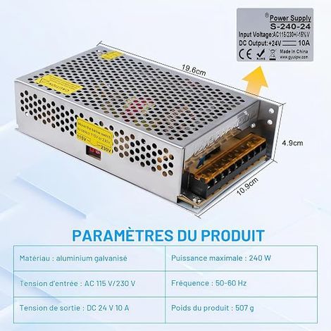 Power Supply Transformer Adapter AC115V/230V to DC 24V Switching Power Supply Switching Converter S-240-24 LED for LED Lighting (1/4)