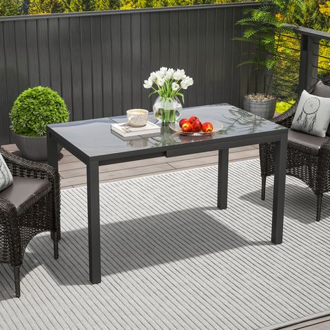 Table à manger extérieure extensible 4 6 personnes rectangulaire terrasse/jardin 85-125 cm (1/4)