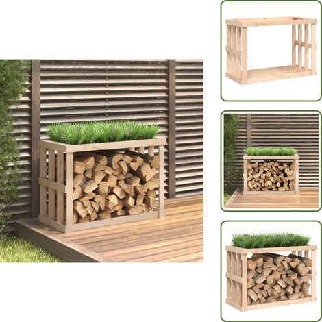 Porte-bûches d’extérieur 108x52x74 cm Bois massif de pin - Porte-bûches Extérieur - Support À Bûches - Stockage Bois - Décoration Jardin - Jardinière Extérieure (1/5)