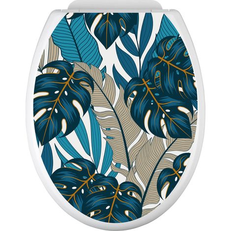 Stickers Abattant WC - Feuilles Tropicales - 35x43 cm - Adhésif + Protection BRILLANTE (1/2)