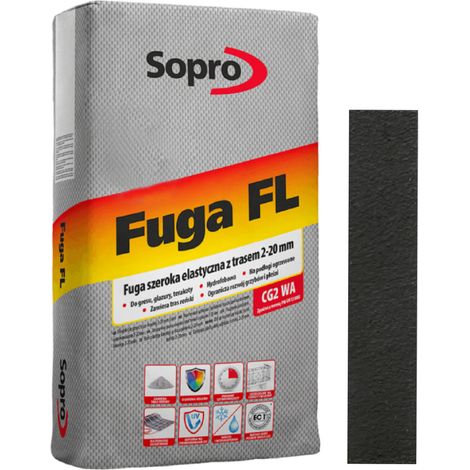 Stucco flessibile Sopro FL nero 25 kg largo con scanalatura da 2 a 20 mm (1/5)