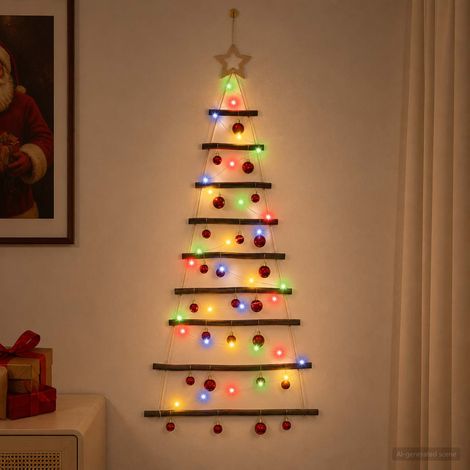 vidaXL Árbol de Navidad colgante con bolas 120 cm 50 LED Multicolor (1/5)