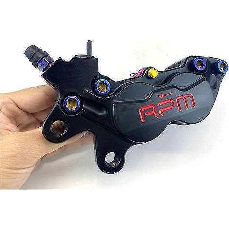 Étrier de frein de moto 40 mm, piston P4, pompe de frein axiale pour scooters et motos tout-terrain Honda, Yamaha, Kawasaki, Suzuki (modifiable) - Noir, côté gauche (1/5)