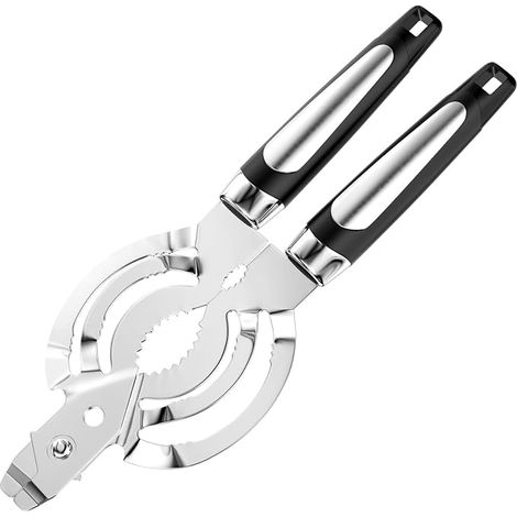 Apriscatole facile da usare, apriscatole ergonomico, apribottiglie con foro per appenderlo e asciugarlo facilmente, apriscatole e coperchio per lattina (nero) (1/5)
