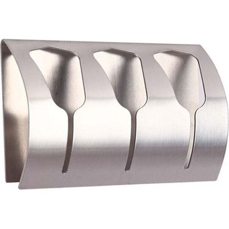 Porte Serviette Torchon Adhésif, 3 Crochets INOX, Supporte 3 kg (1/2)
