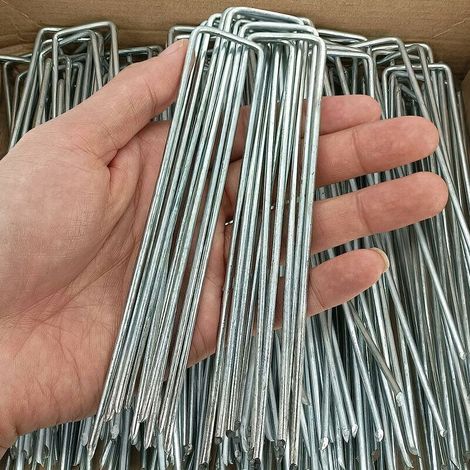 80 pièces clips de paillis de plantes 15 cm chevilles jardin paysage galvanisé mauvaises herbes barrières pelouse piquets robuste U Type (1/5)