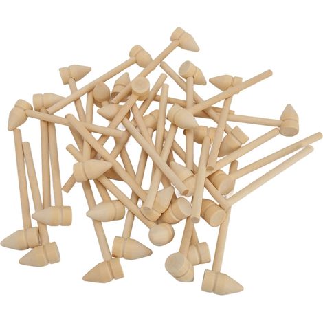 Marteau en bois mini 35 pièces, outil casse-noix pour chocolat et fruits de mer, jouet enfant pour casse, artisanat créatif, lot de 35 marteaux. (1/5)