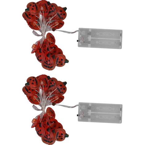 2er-Set Lichterketten in Kürbisform, 2 m, 20 LEDs – wasserdicht, mit Stecker – Halloween – für drinnen und draußen – Garosa (1/5)