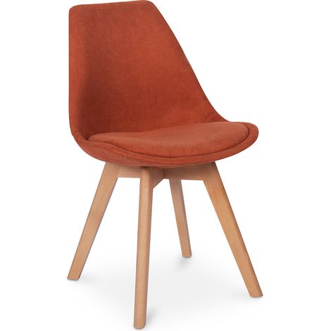 Fabric Upholstered Dining Chair - Scandinavian Style - Denisse Orange (1/5)