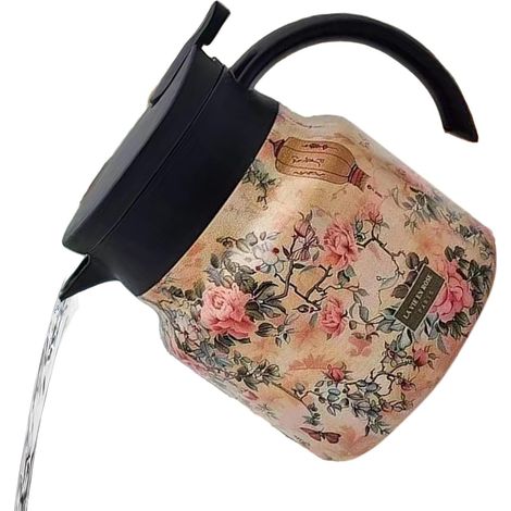 Théière florale, carafe isolée Carafe à café thermique en acier inoxydable Pichet à eau chaude, carafe à café sous vide, infuseur intégré pour café et thé à la maison (1/5)