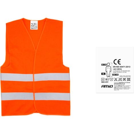 Gilet di sicurezza riflettente arancione XL con certificato amio-01735