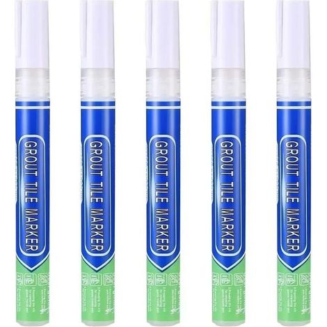 5 pièces stylo de réparation de coulis imperméable - pour carrelage mural, joints, sol, cuisine et salle de bain - blanc (1/4)