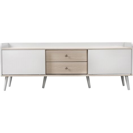 Mueble TV con cajones y puertas correderas blanco salón OKMYHOME (1/5)