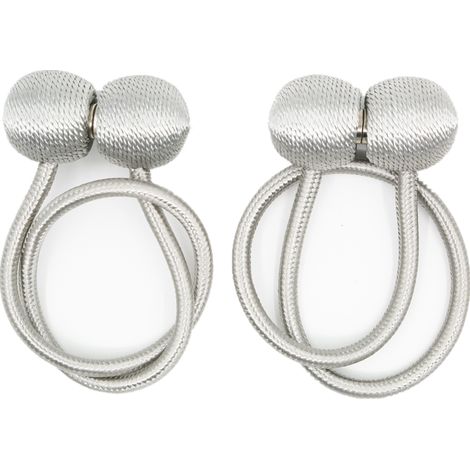 Support magnétique pour rideaux, gris argenté, lot de 2 (1/5)