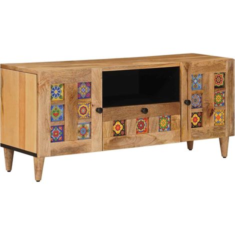 TV Cabinet Natural 105 x 33.5 x 46 cm Solid Mango Wood vidaXL