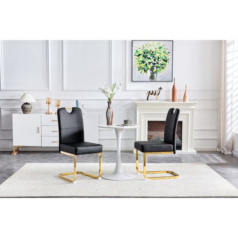 CHICFURN Set di 2 sedie da pranzo 52x41x97 cm in PU nero, schienale ergonomico (1/5)