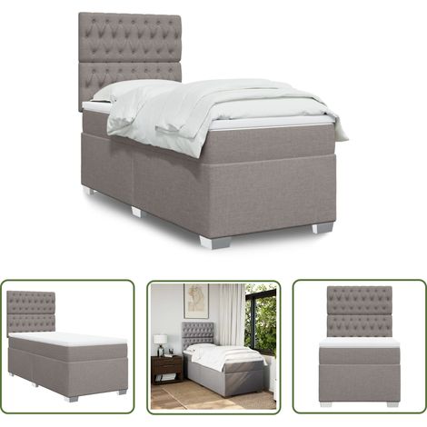 The Living Store Boxspringbett mit Matratze Taupe 80x200 cm Stoff - Boxspringbett - Doppelbett - Bettenrahmen - Schlafsystem - Tapete (1/5)