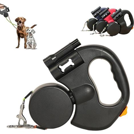 Doppelleine für Hunde: Einziehbare Hundeleine für zwei Hunde mit verwicklungsfreiem Design, Schwarz (1/5)