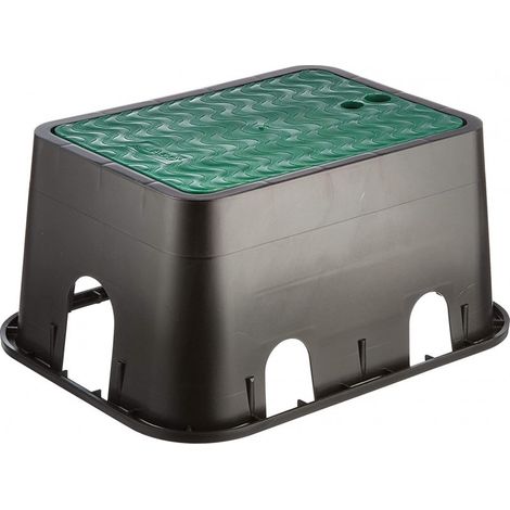 Suinga – Boîte de vannes d'irrigation rectangulaire 420x320x200 mm – Protection électrovannes – Polyéthylène traité anti-UV – Installation facile